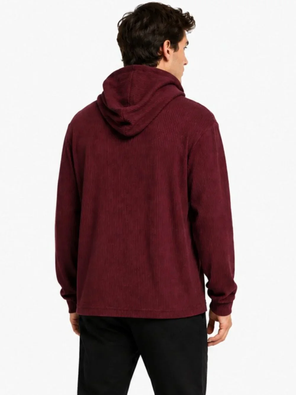 Ted Baker London Mens Ribbed Hoodie Burgundy Maroon Knit Pullover Size M